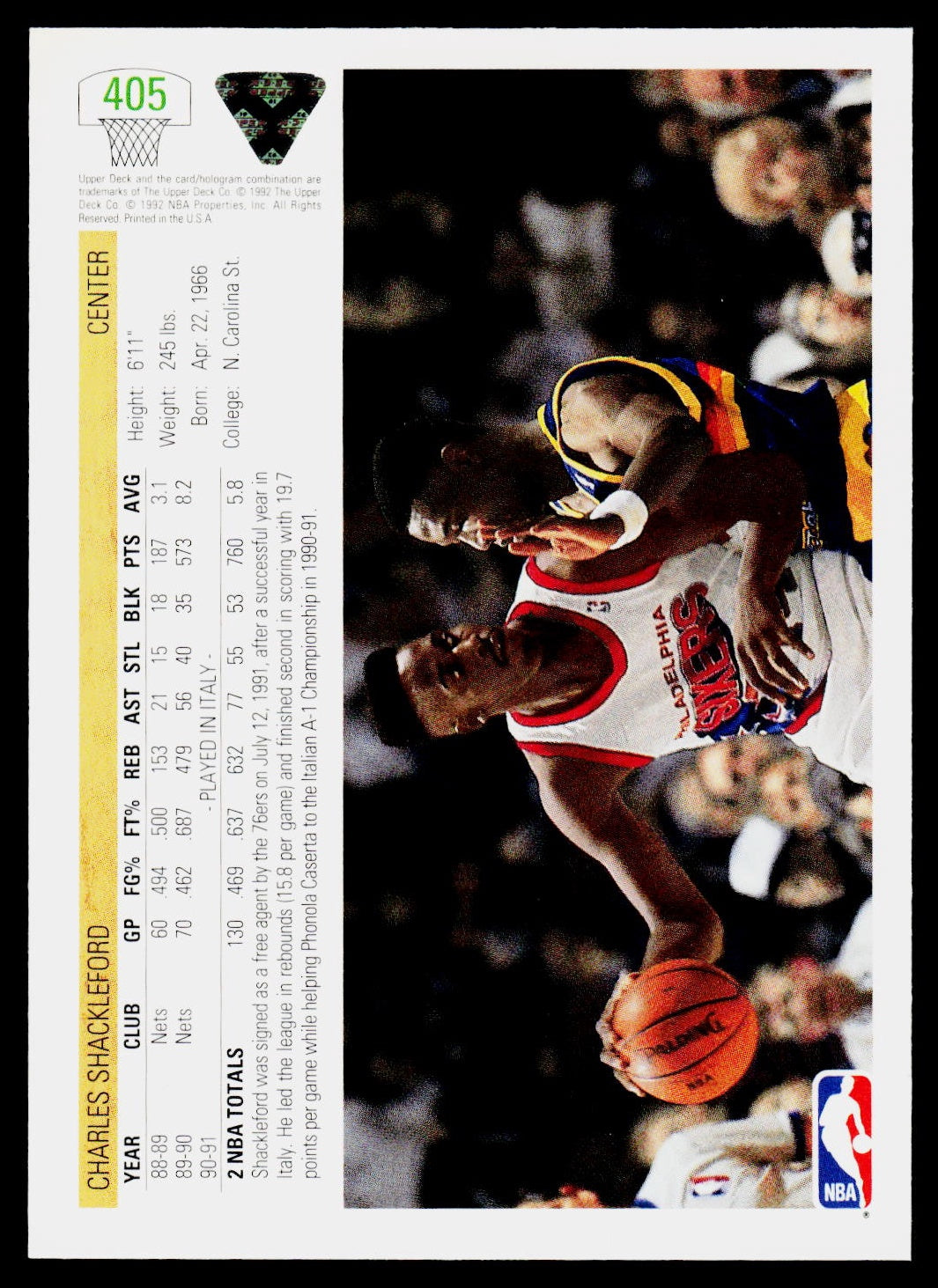 1991-92 Upper Deck #405 Charles Shackleford