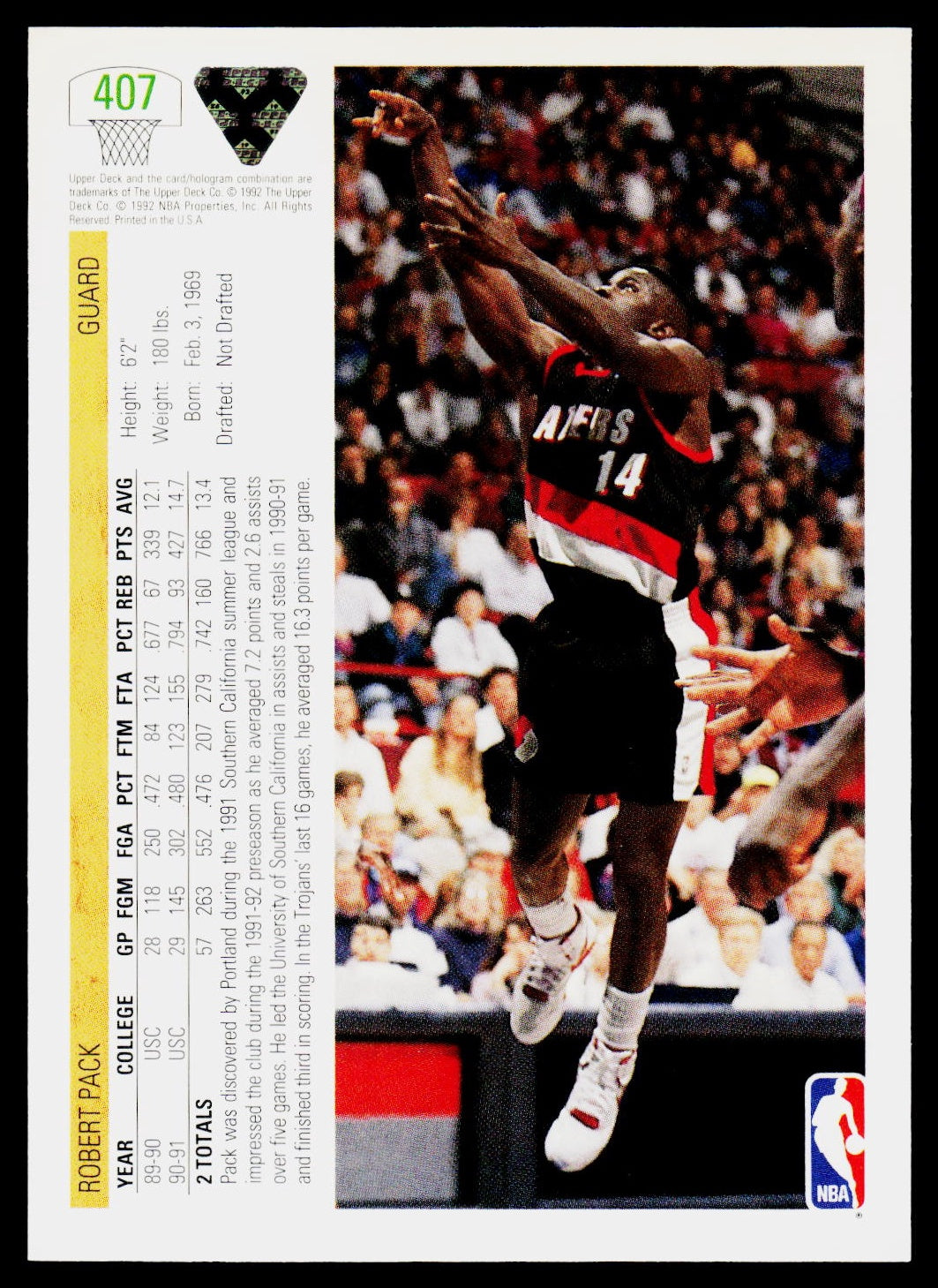 1991-92 Upper Deck #407 Robert Pack