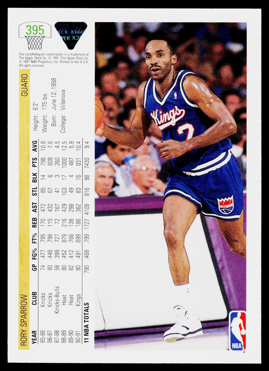 1991-92 Upper Deck #395 Rory Sparrow