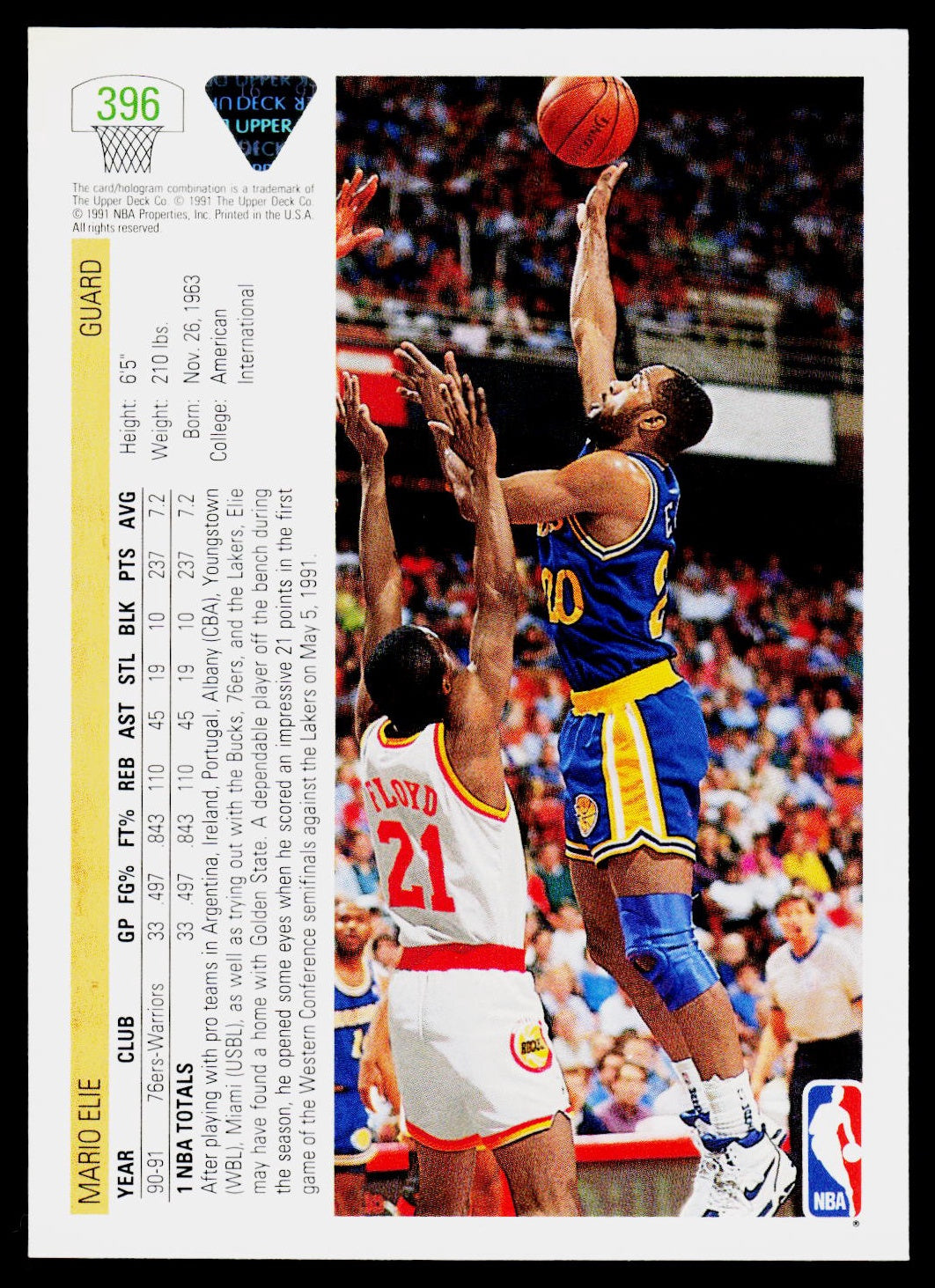 1991-92 Upper Deck #396 Mario Elie