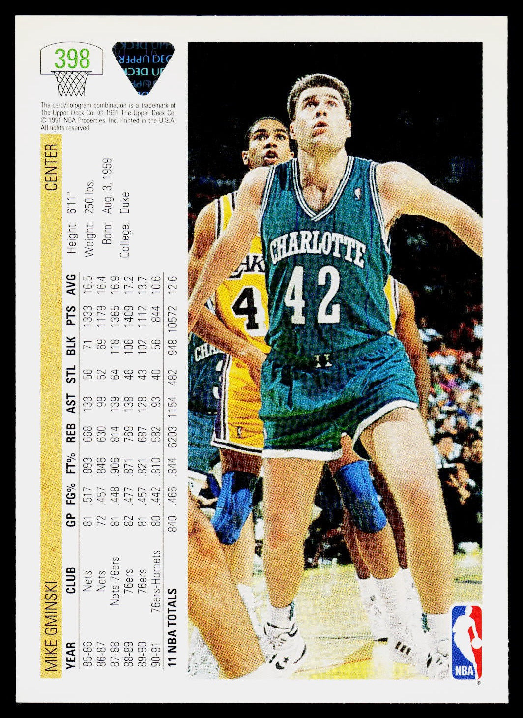 1991-92 Upper Deck #398 Mike Gminski