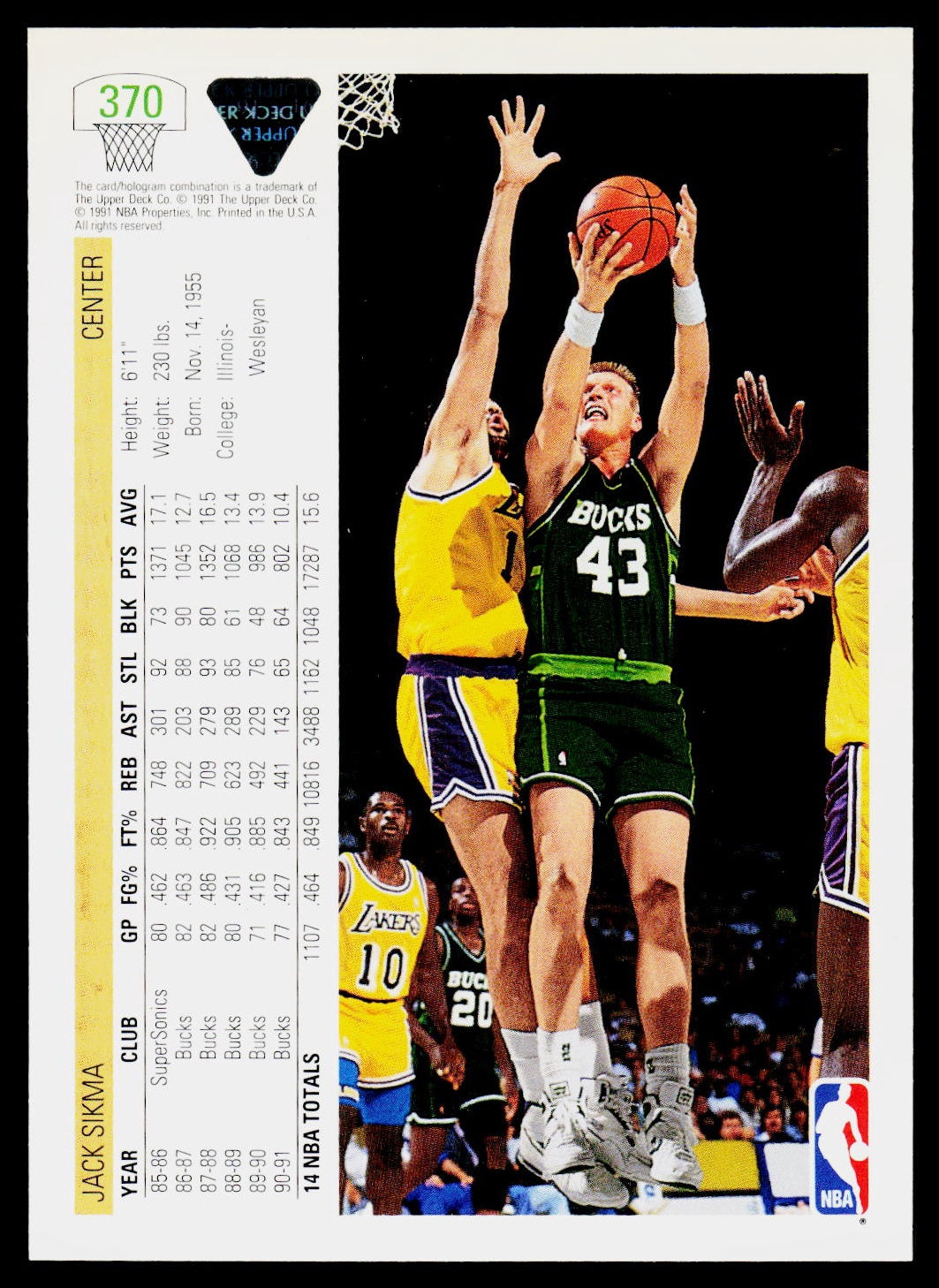1991-92 Upper Deck #370 Jack Sikma