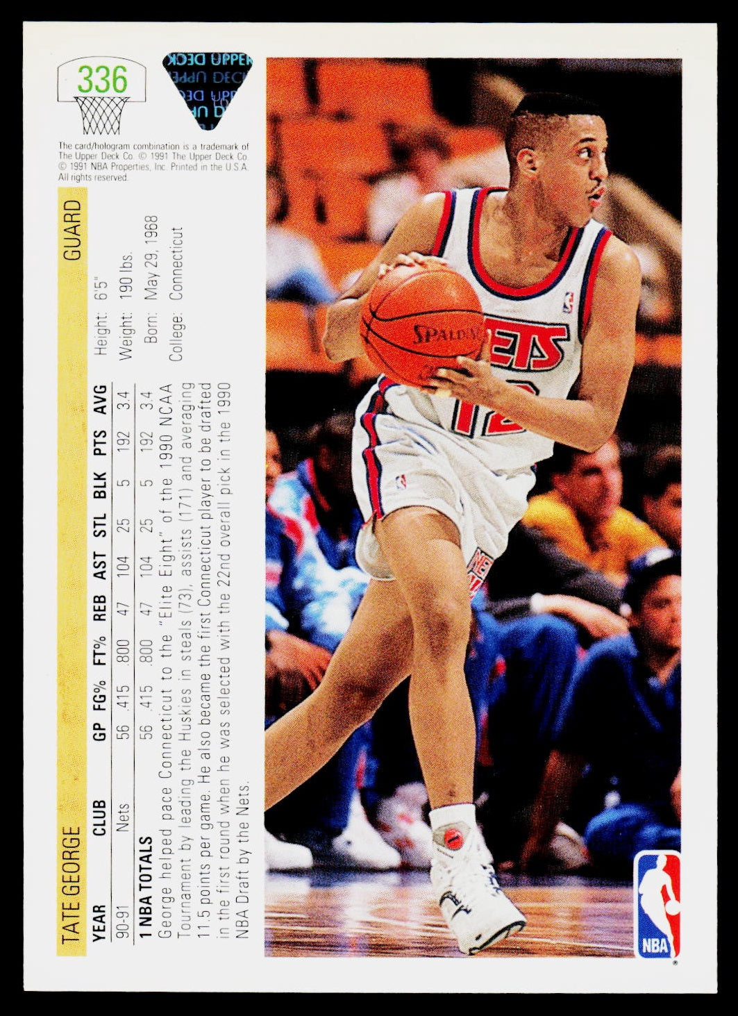 1991-92 Upper Deck #336 Tate George