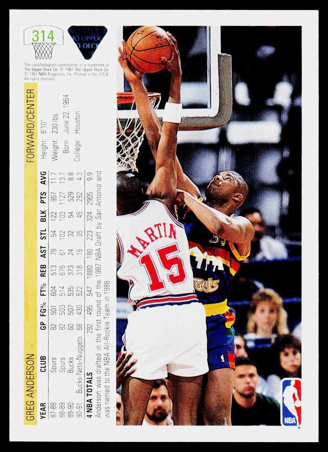 1991-92 Upper Deck #314 Greg Anderson