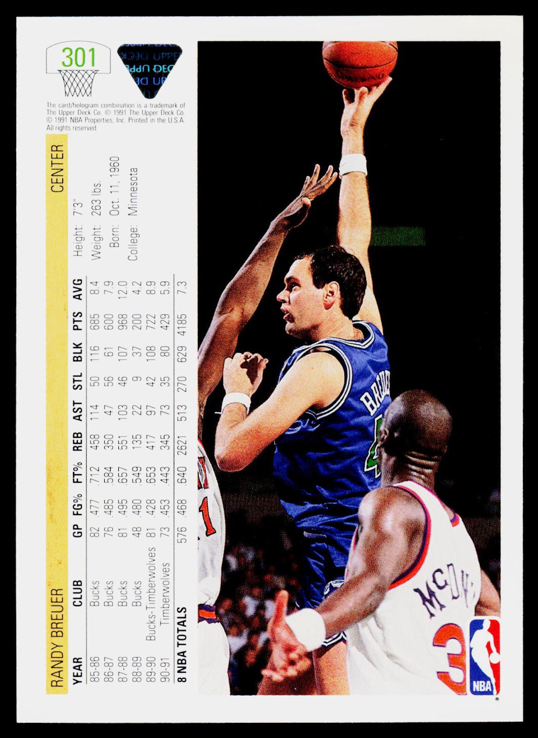 1991-92 Upper Deck #301 Randy Breuer