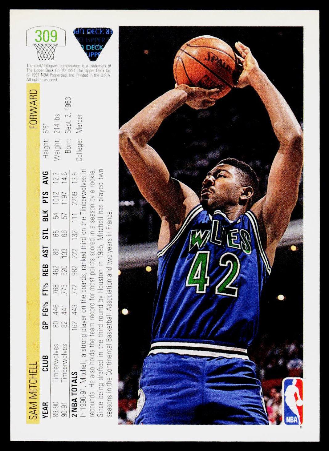 1991-92 Upper Deck #309 Sam Mitchell