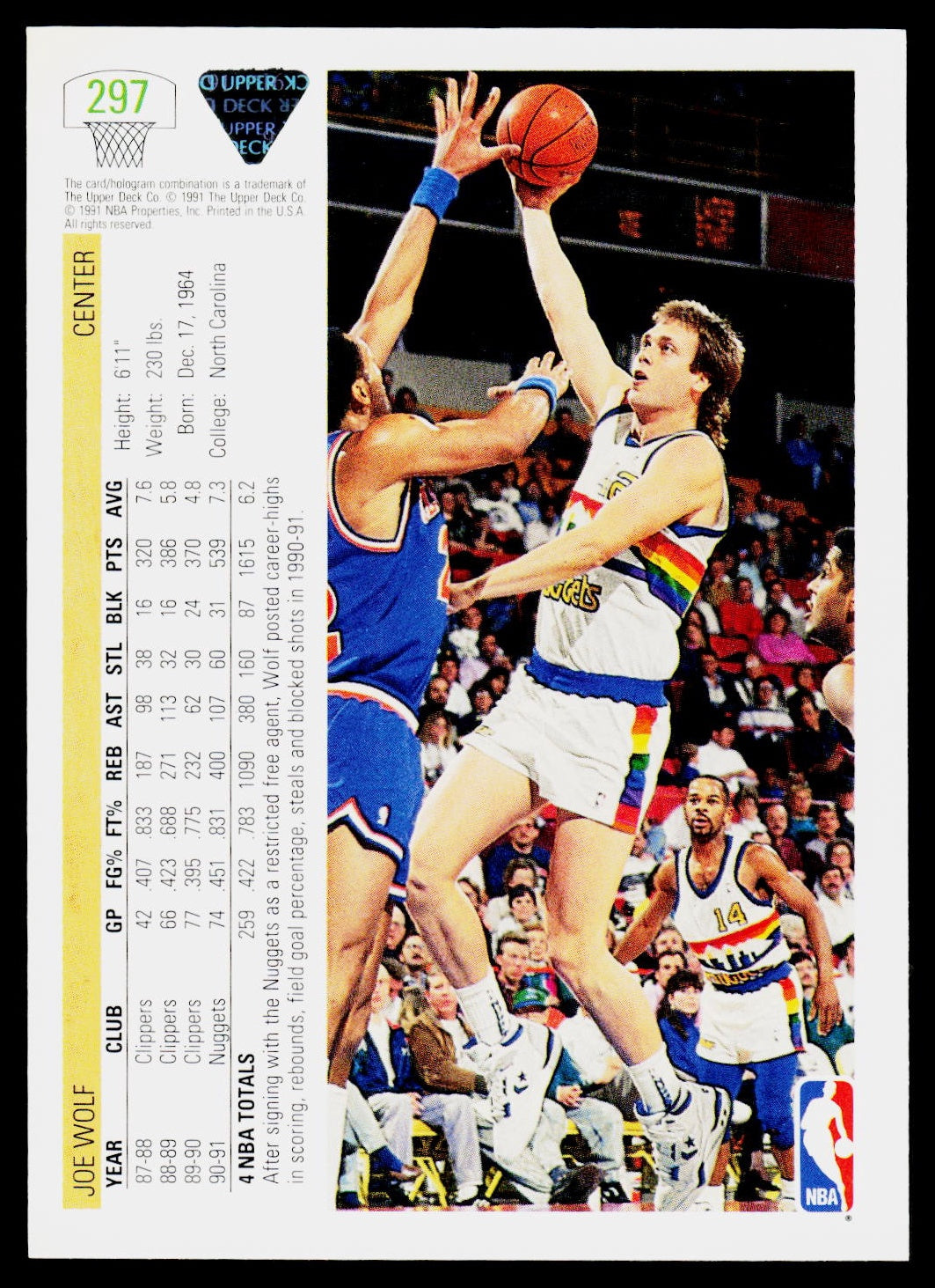 1991-92 Upper Deck #297 Joe Wolf