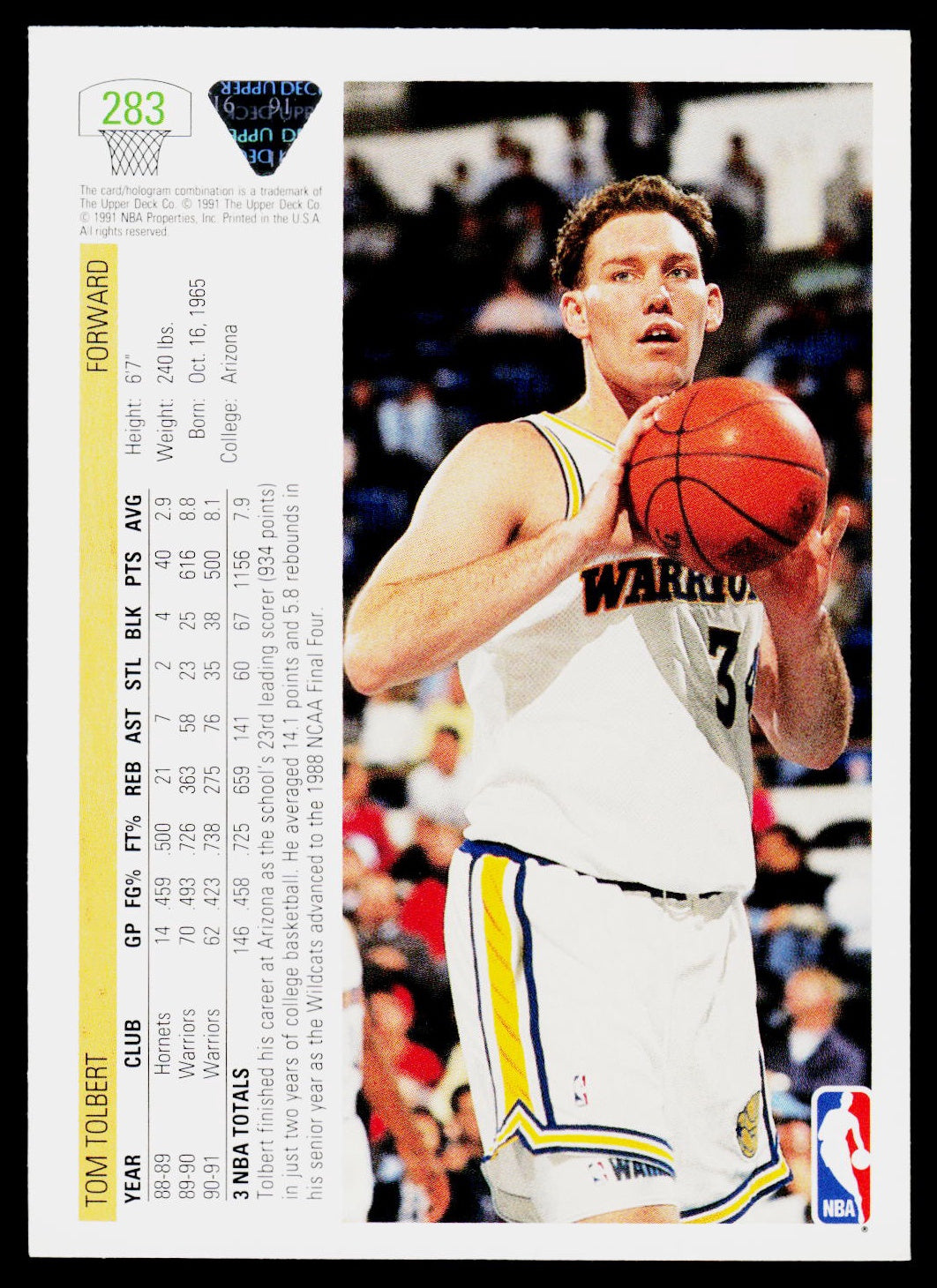 1991-92 Upper Deck #283 Tom Tolbert