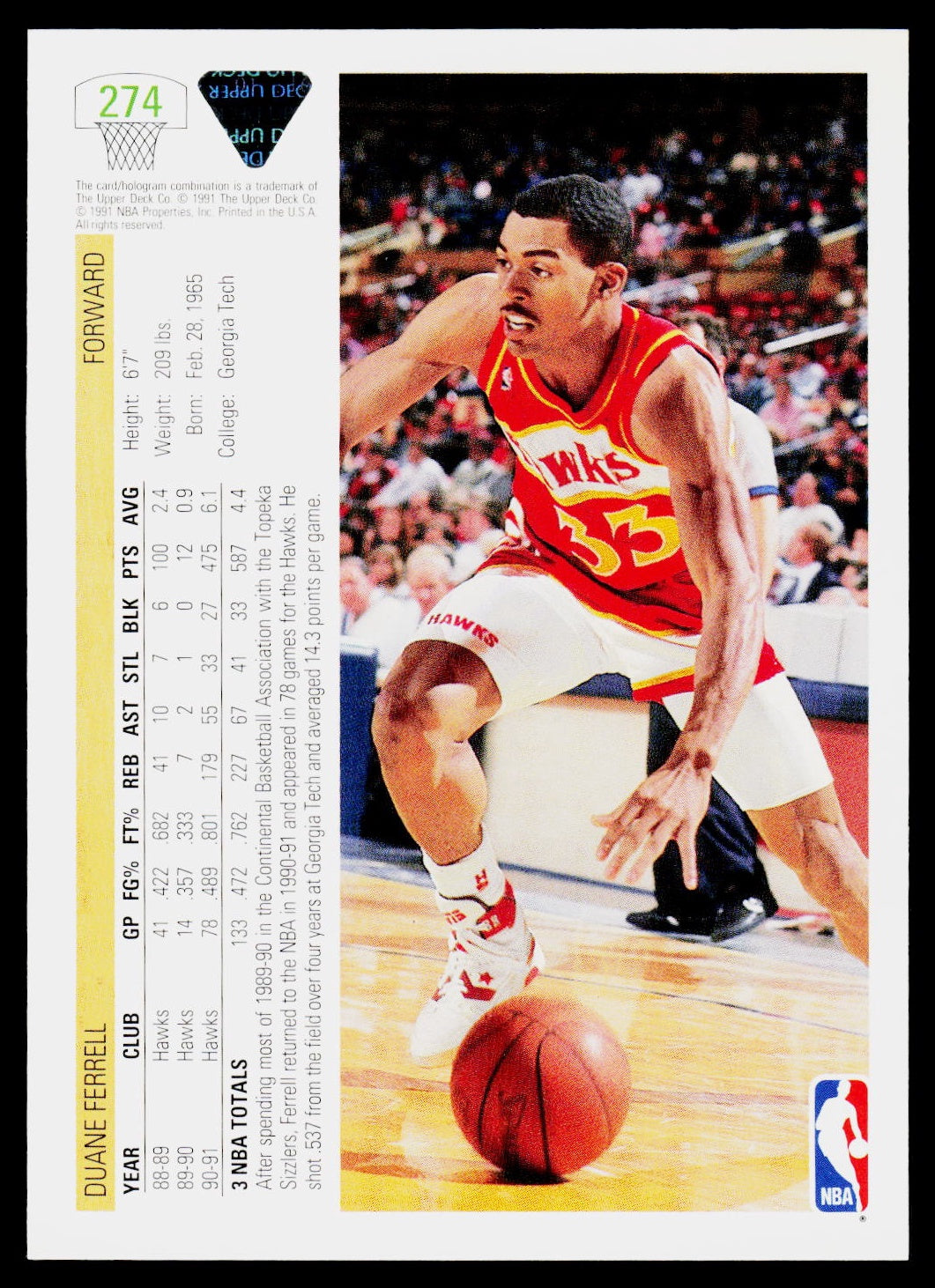 1991-92 Upper Deck #274 Duane Ferrell