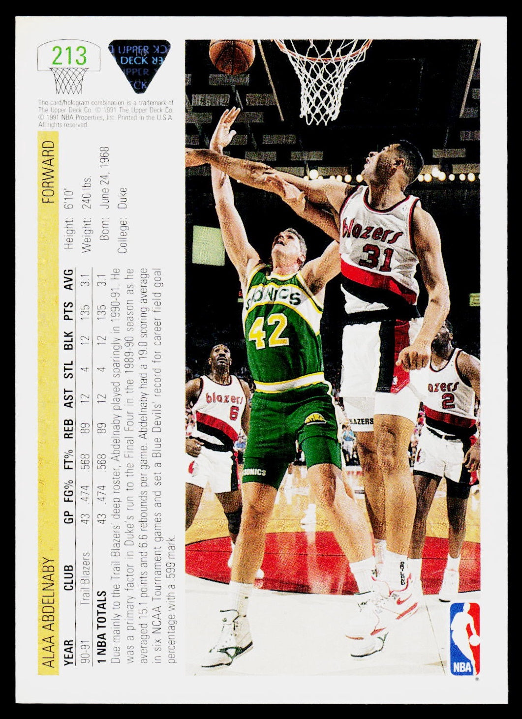1991-92 Upper Deck #213 Alaa Abdelnaby