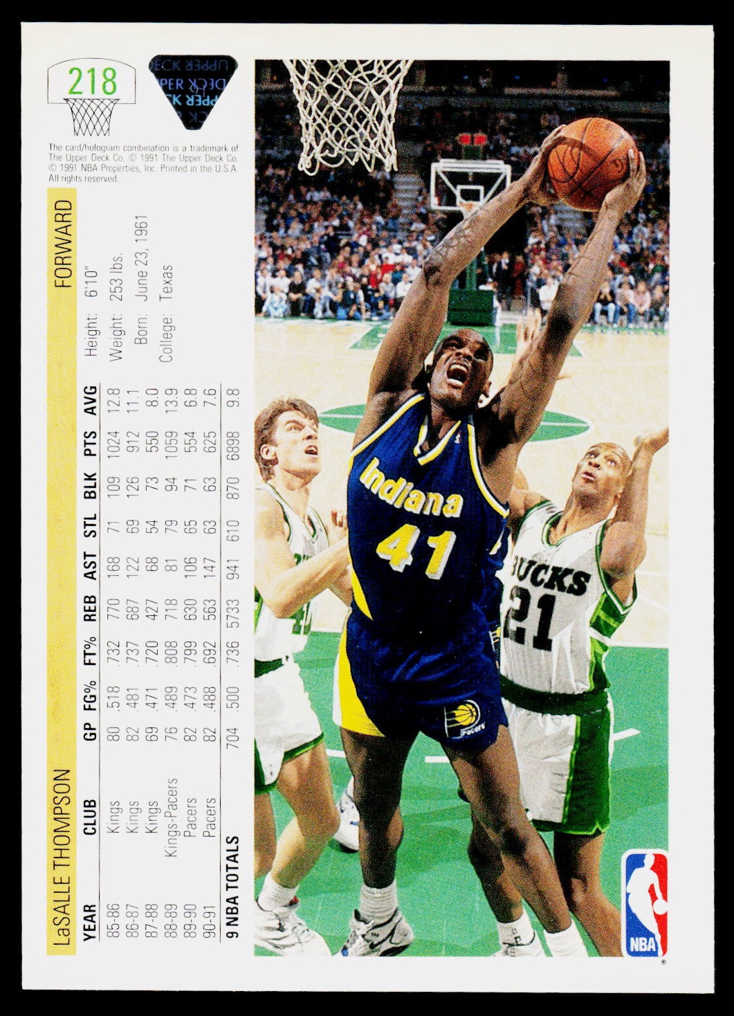 1991-92 Upper Deck #218 LaSalle Thompson