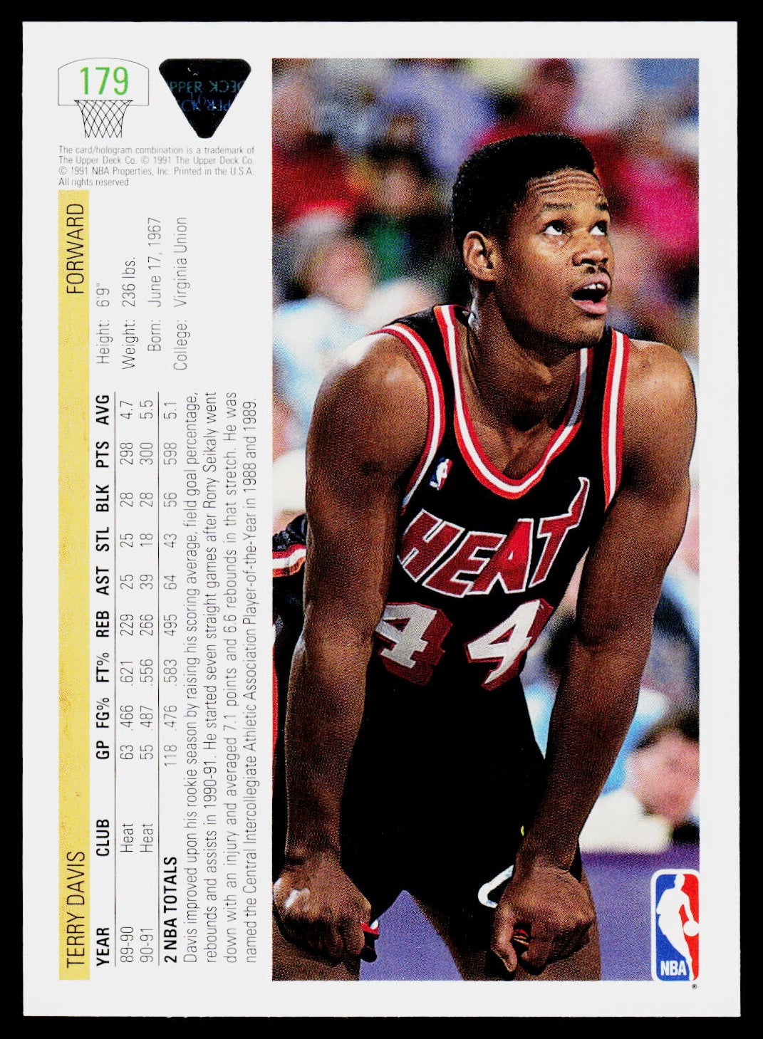 1991-92 Upper Deck #179 Terry Davis