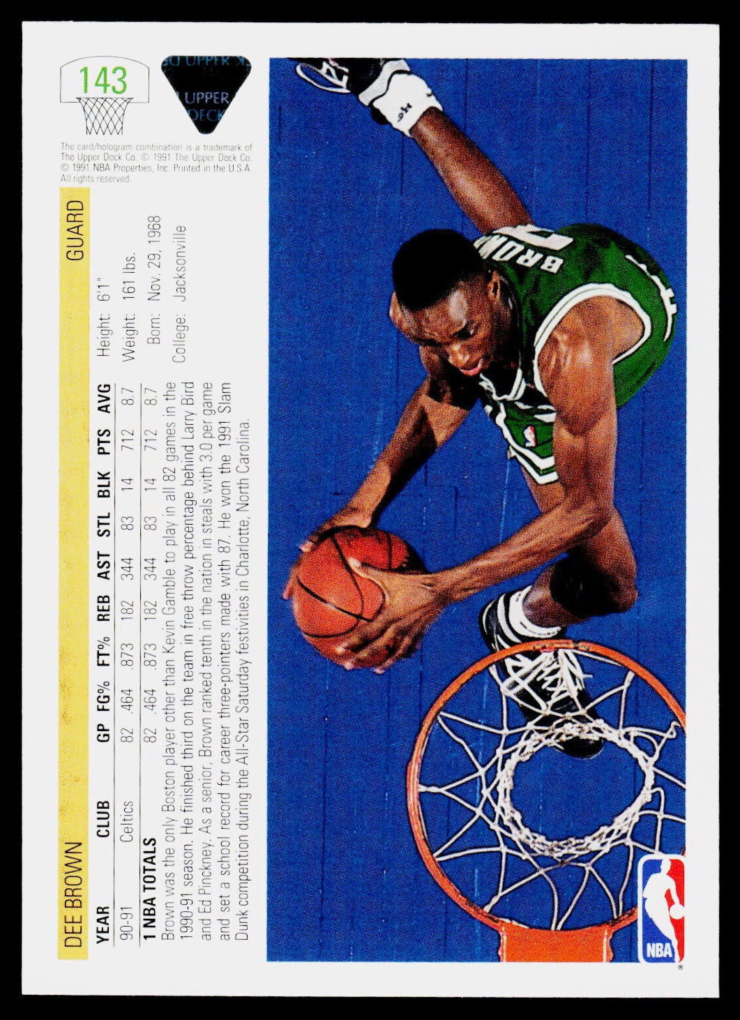 1991-92 Upper Deck #143 Dee Brown