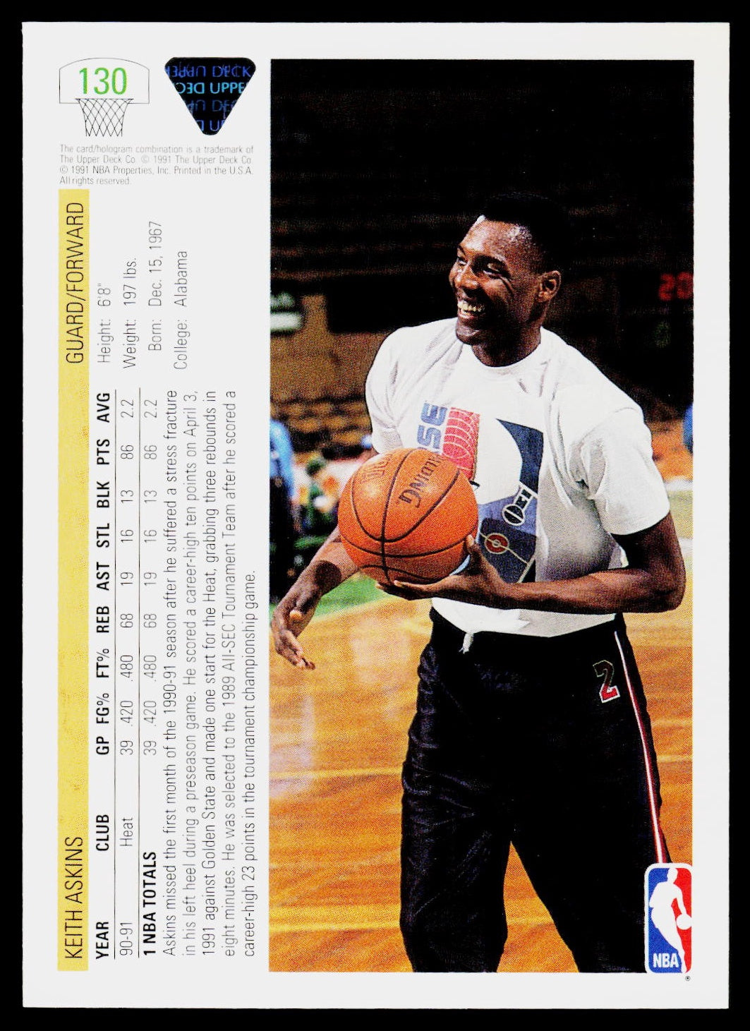 1991-92 Upper Deck #130 Keith Askins