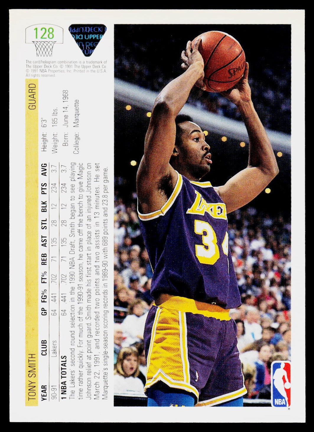 1991-92 Upper Deck #128 Tony Smith