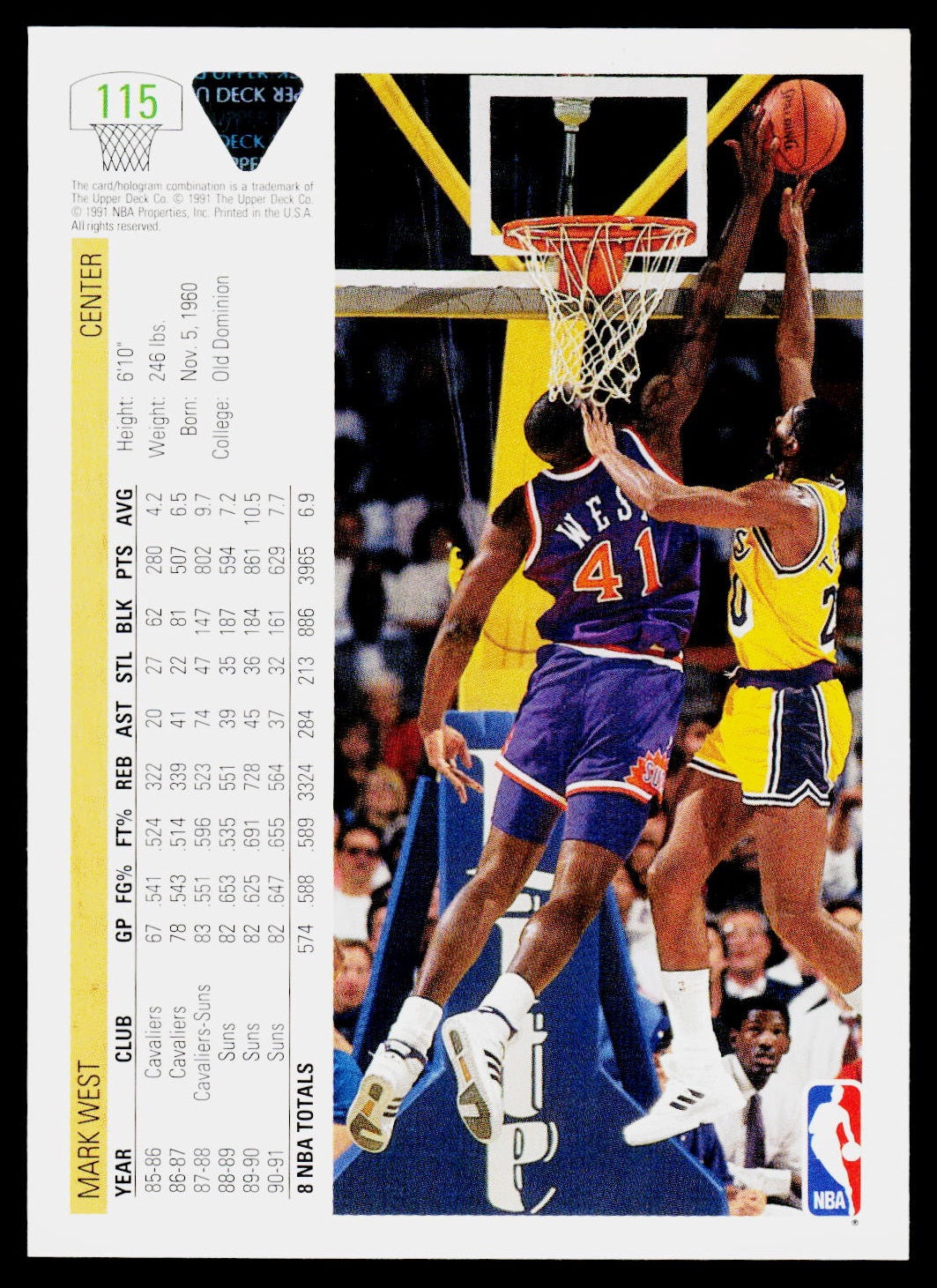 1991-92 Upper Deck #115 Mark West