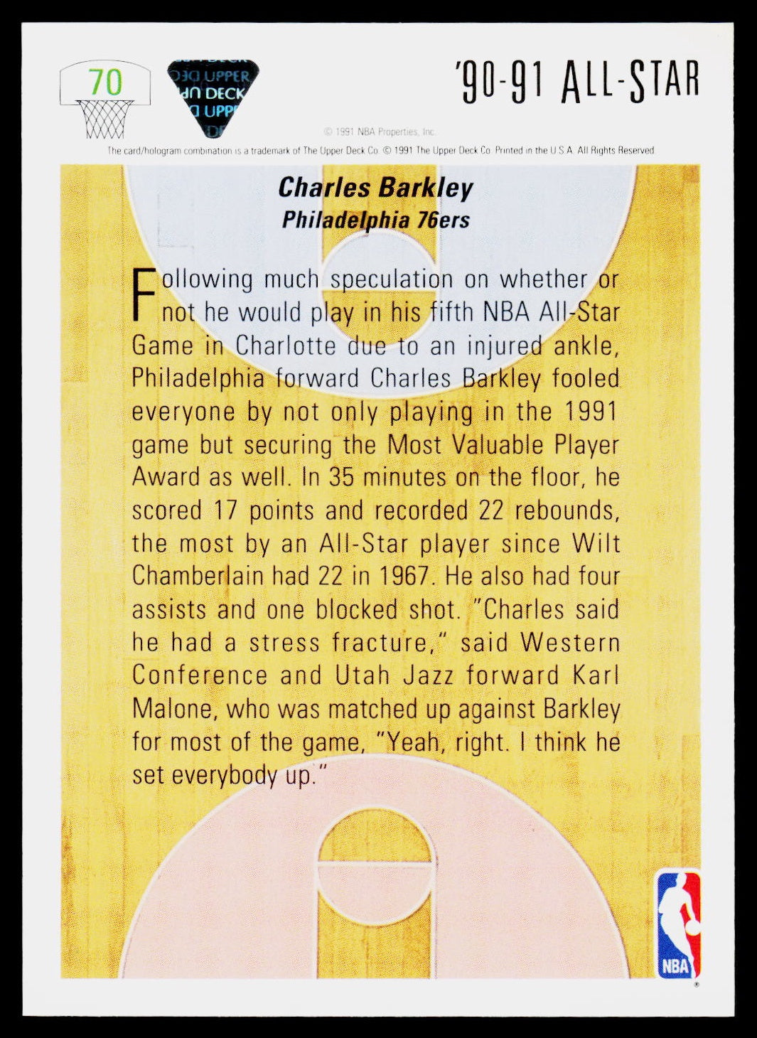 1991-92 Upper Deck #70 Charles Barkley