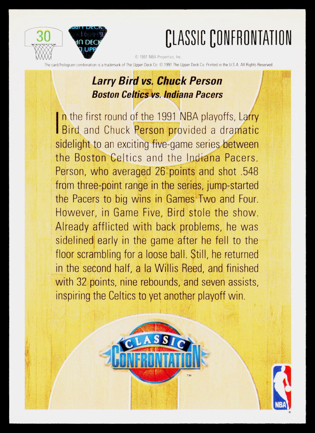 1991-92 Upper Deck #30 Bird vs. Person