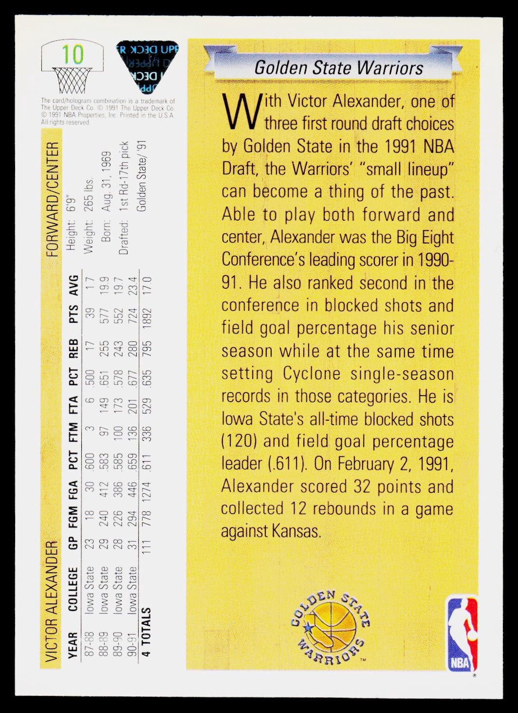 1991-92 Upper Deck #10 Victor Alexander