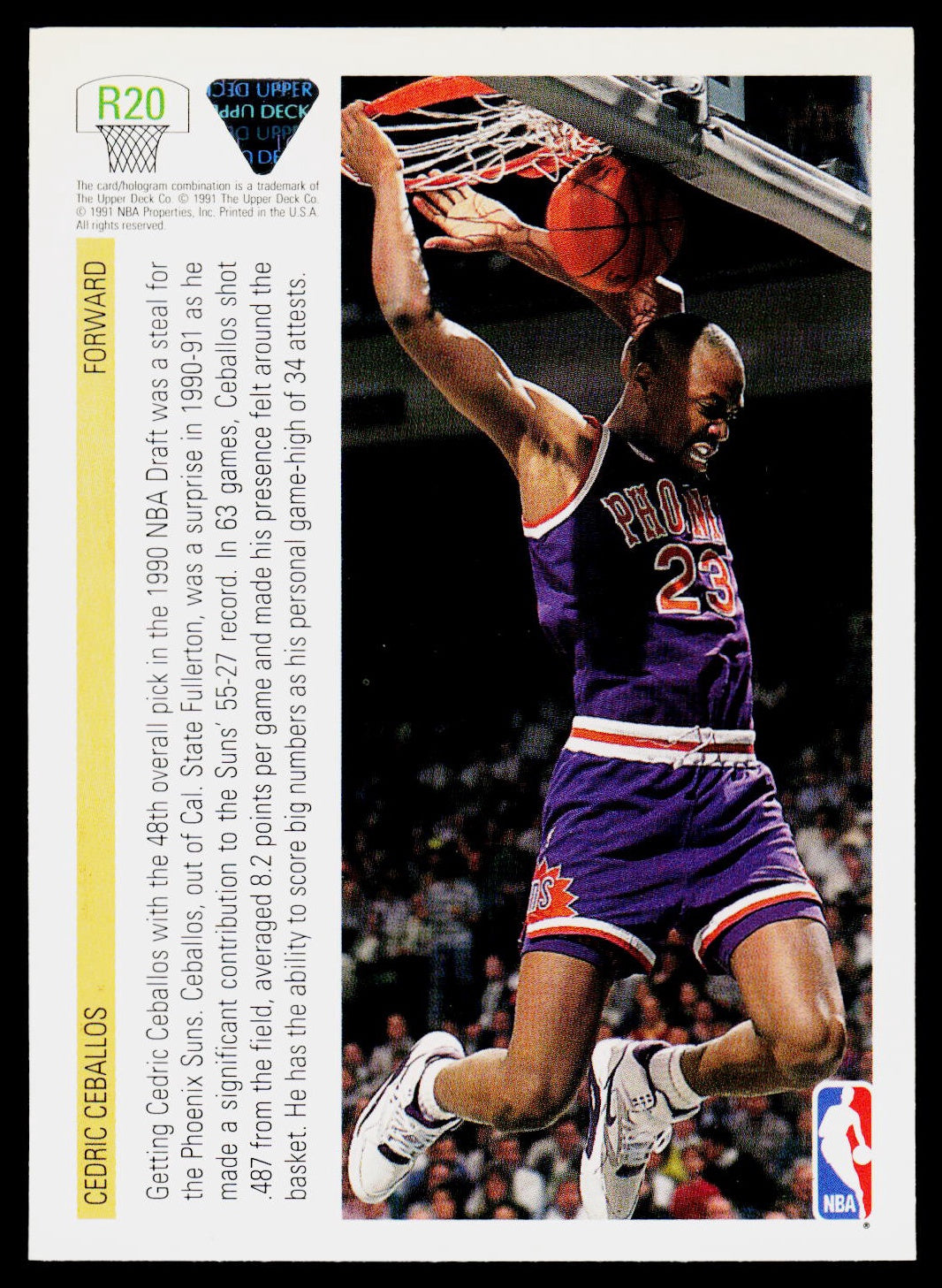 1991-92 Upper Deck #R20 Cedric Ceballos Rookie Standouts