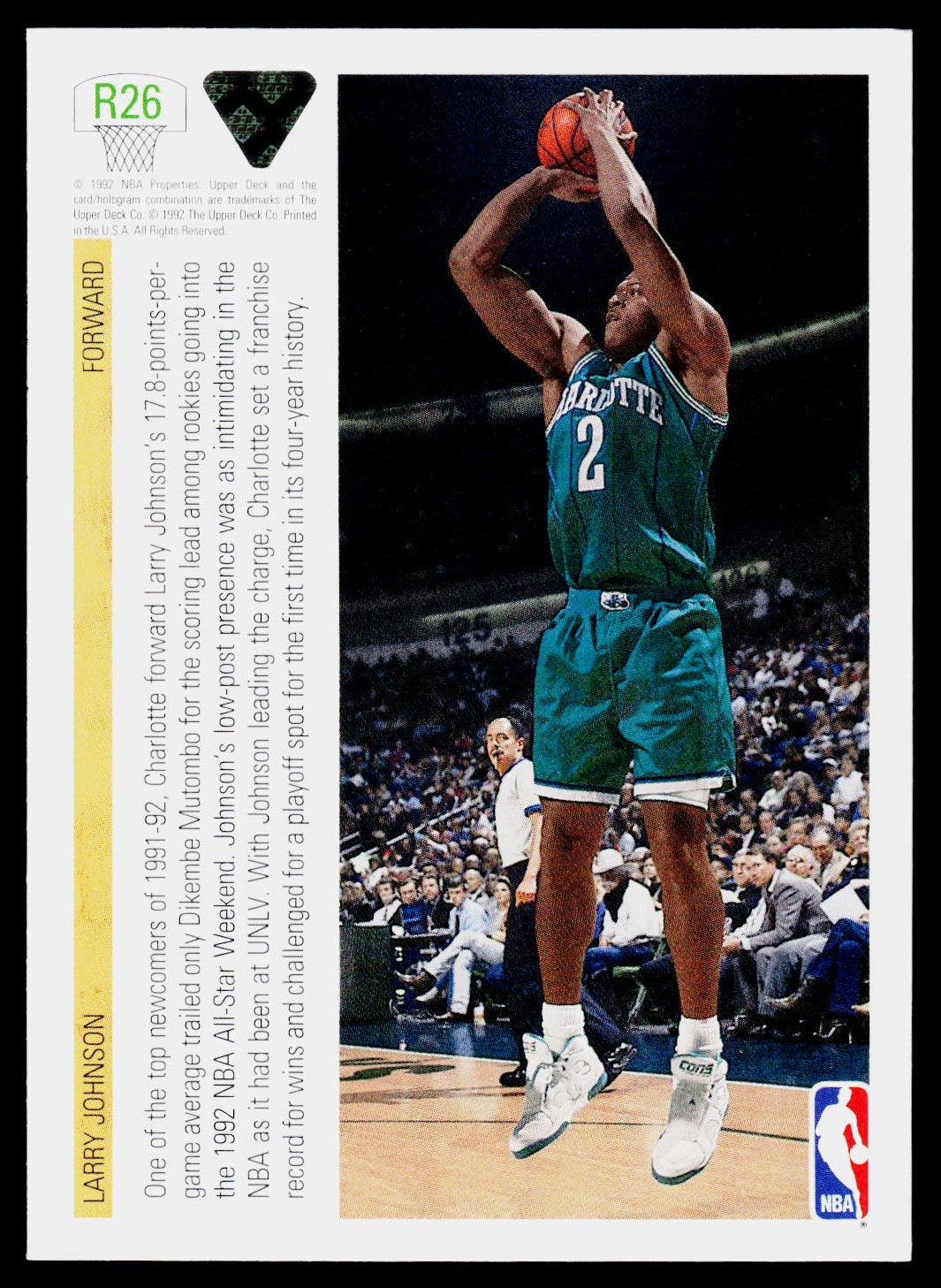 1991-92 Upper Deck #R26 Larry Johnson Rookie Standouts