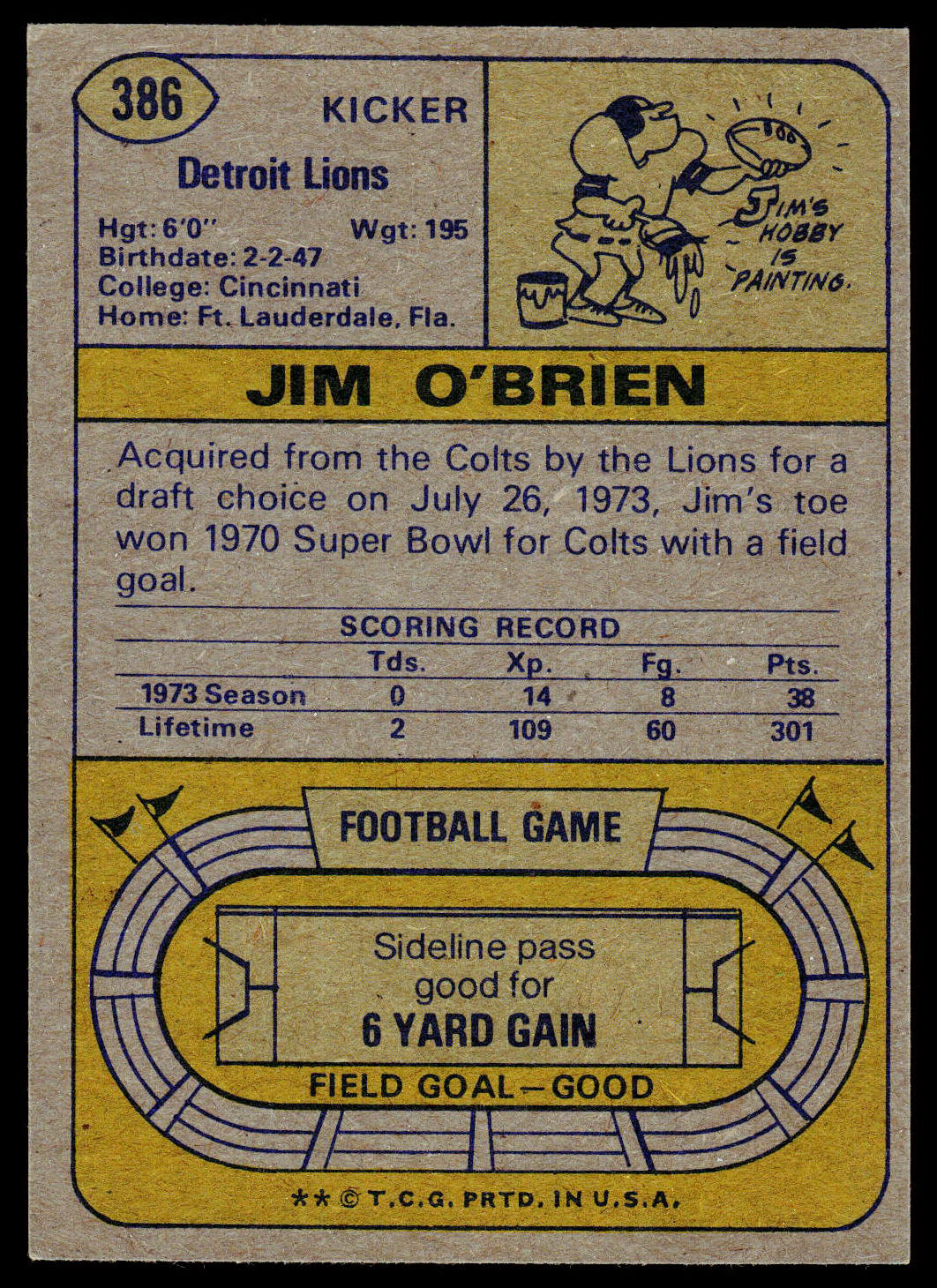 1974 Topps #386 Jim O'Brien