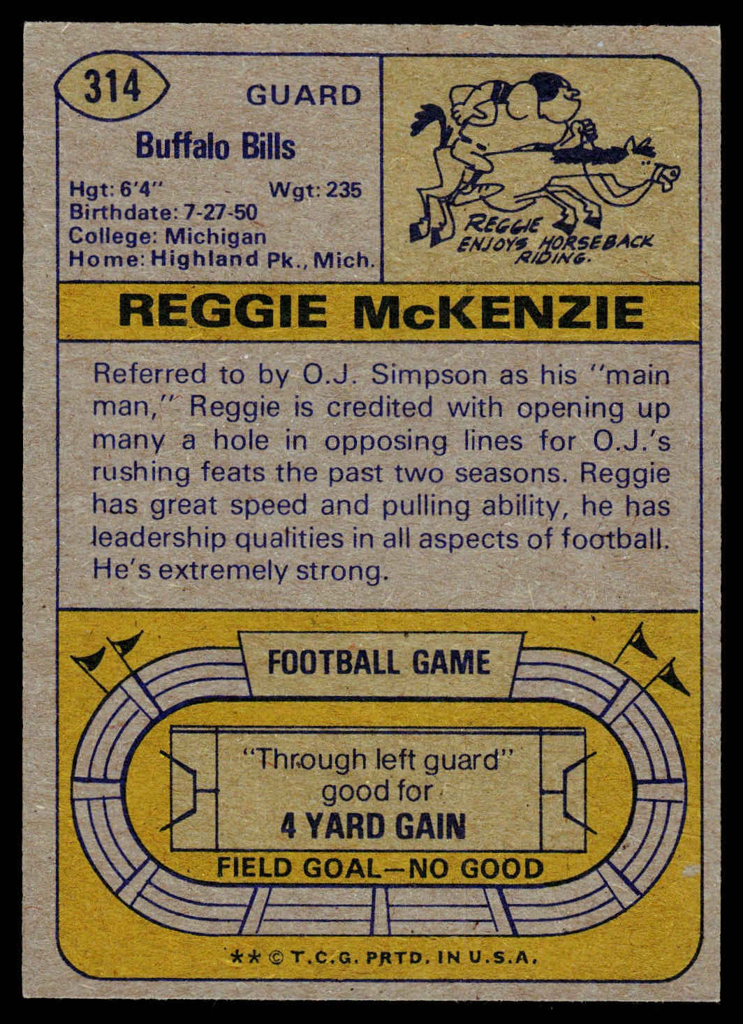 1974 Topps #314 Reggie McKenzie