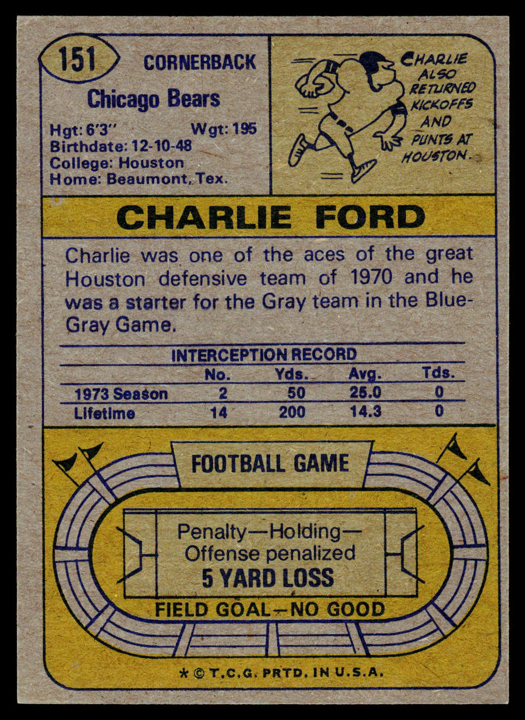 1974 Topps #151 Charlie Ford