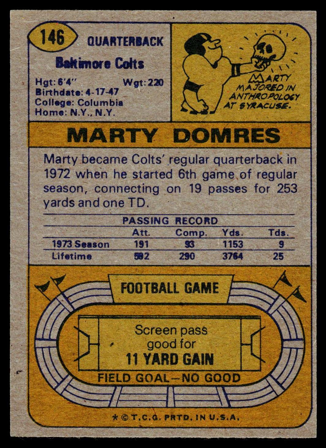 1974 Topps #146 Marty Domres