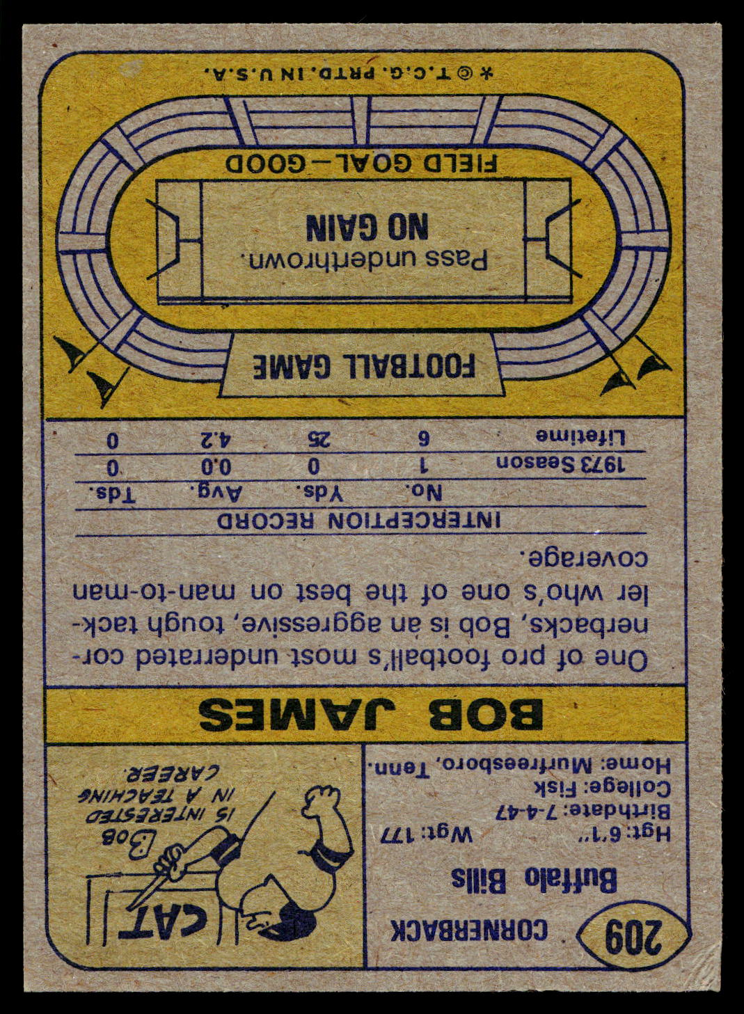 1974 Topps #209 Bob James