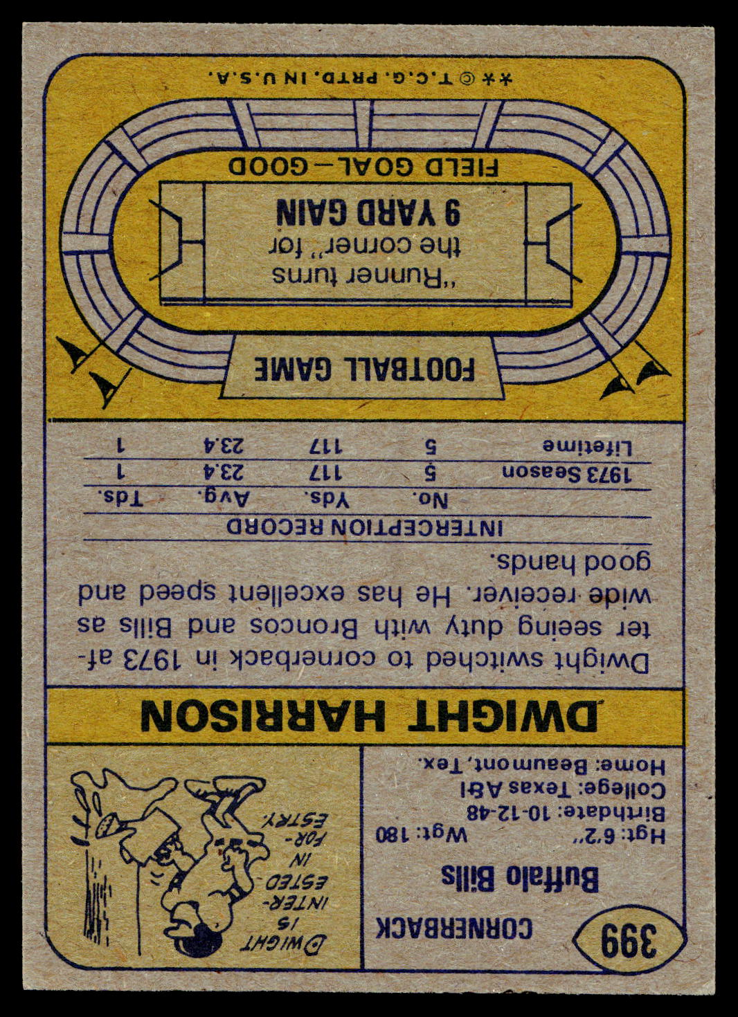 1974 Topps #399 Dwight Harrison