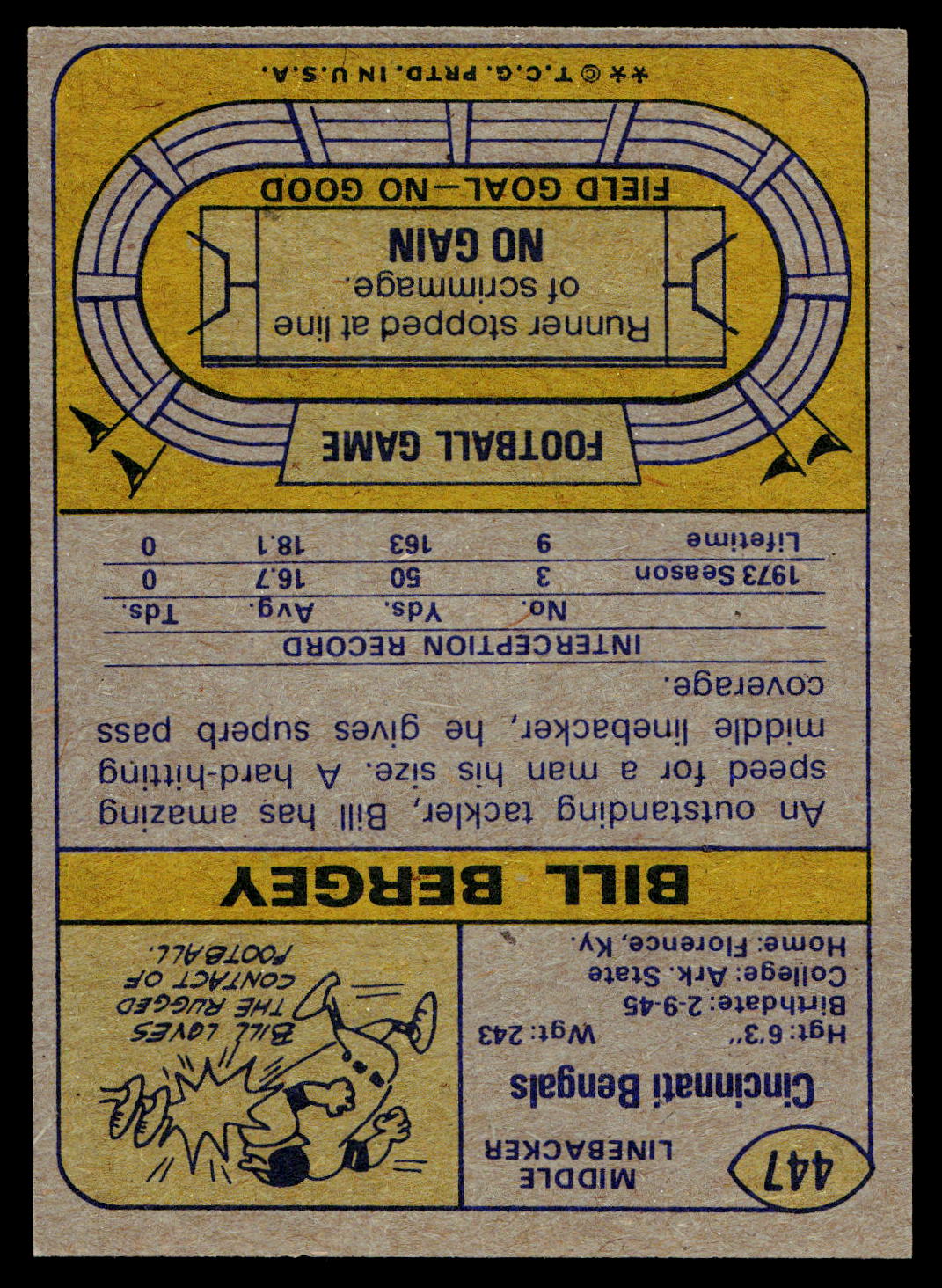 1974 Topps #447 Bill Bergey