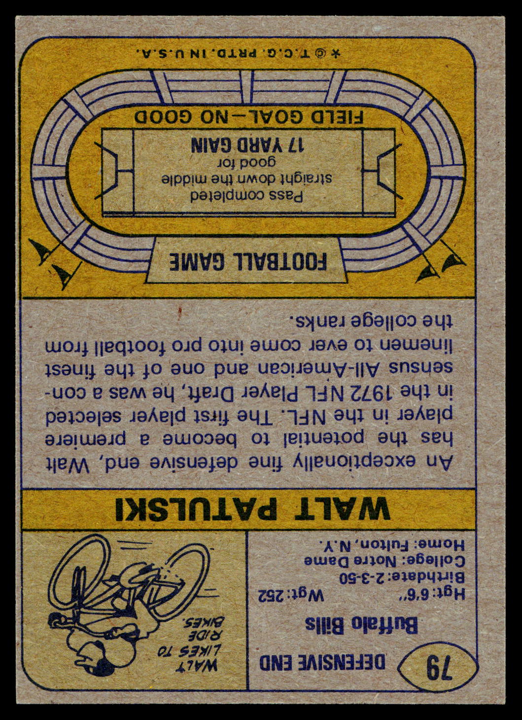 1974 Topps #79 Walt Patulski