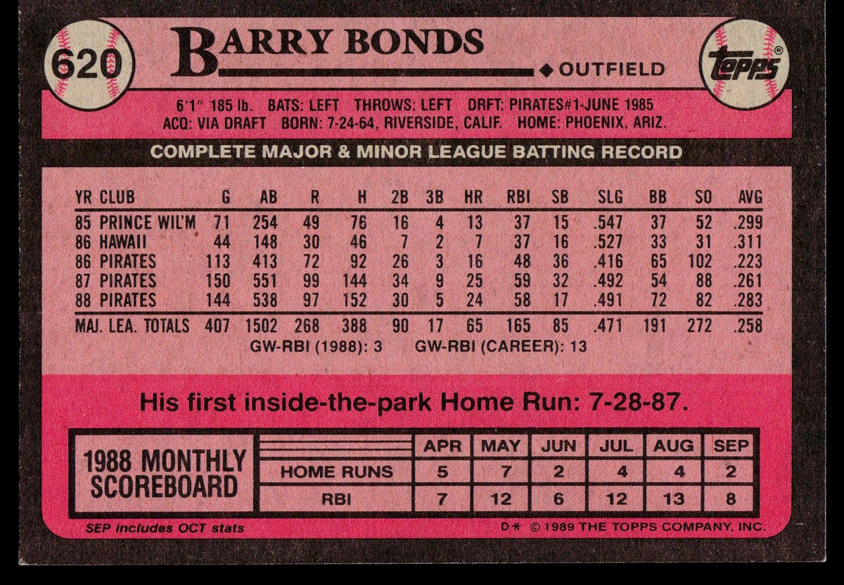 1989 Topps #620 Barry Bonds