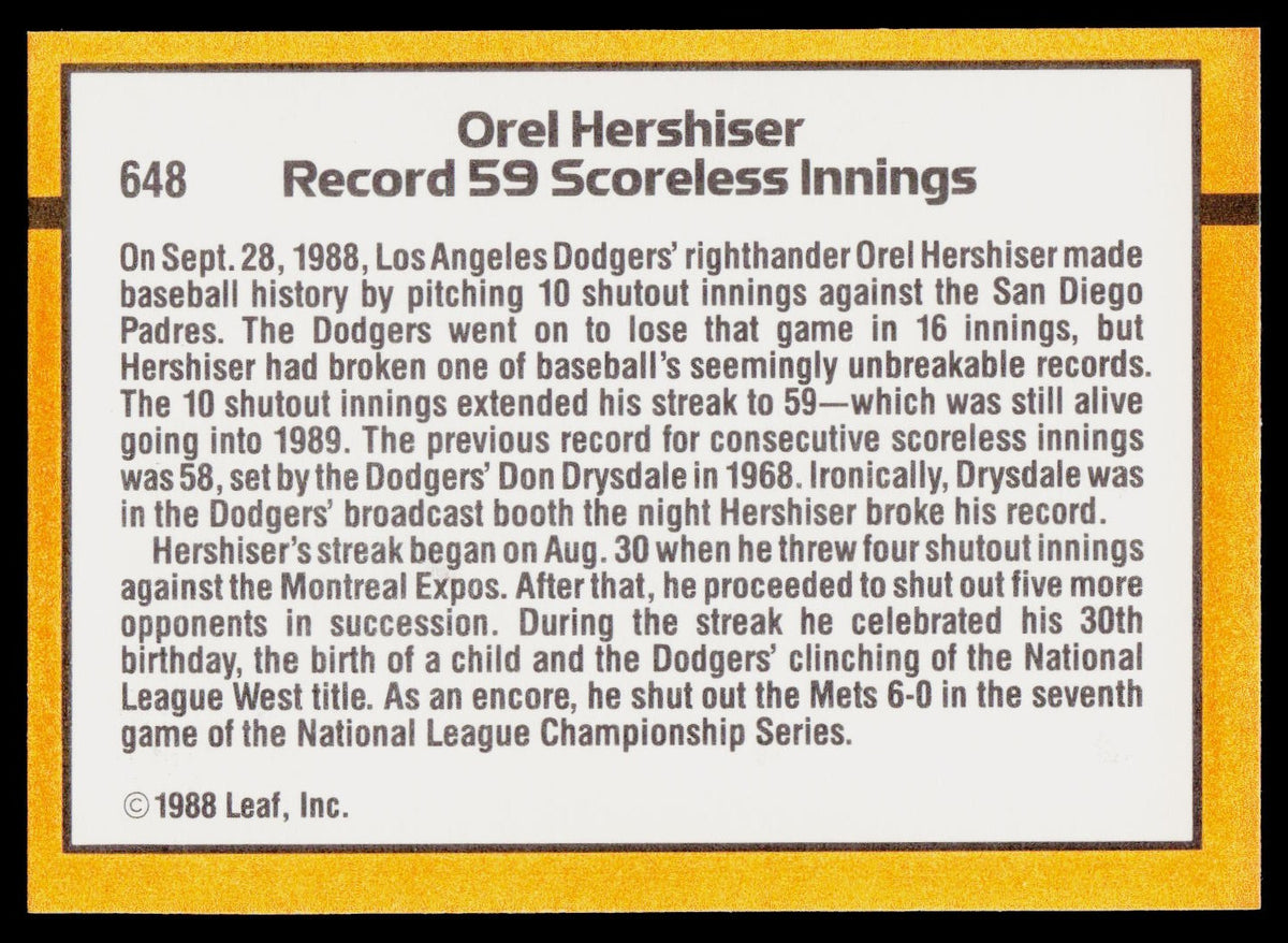1989 Donruss #648 Orel Hershiser