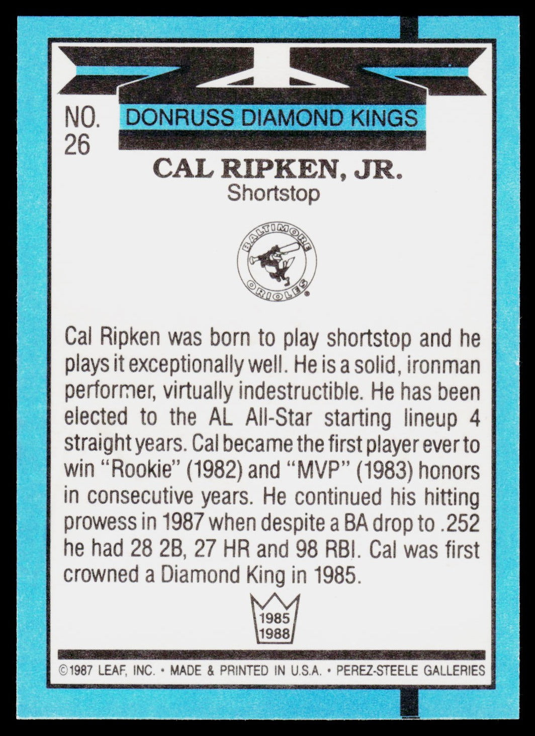 1988 Donruss #26 Cal Ripken Jr.