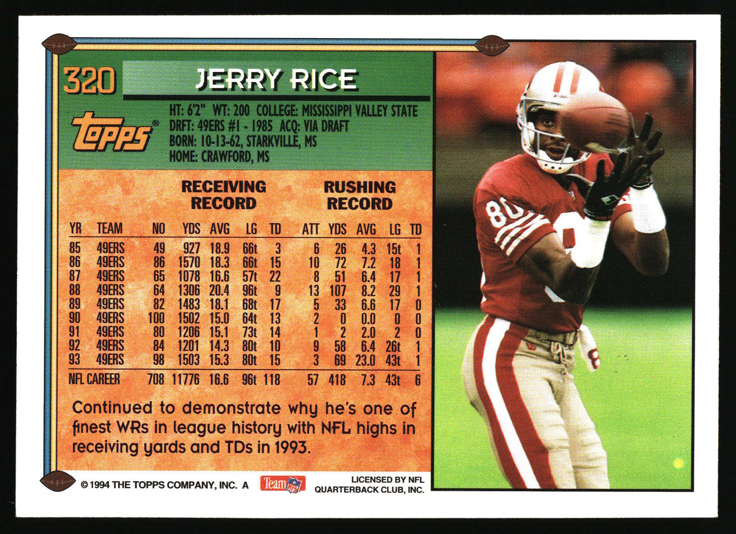 1994 Topps #320 Jerry Rice