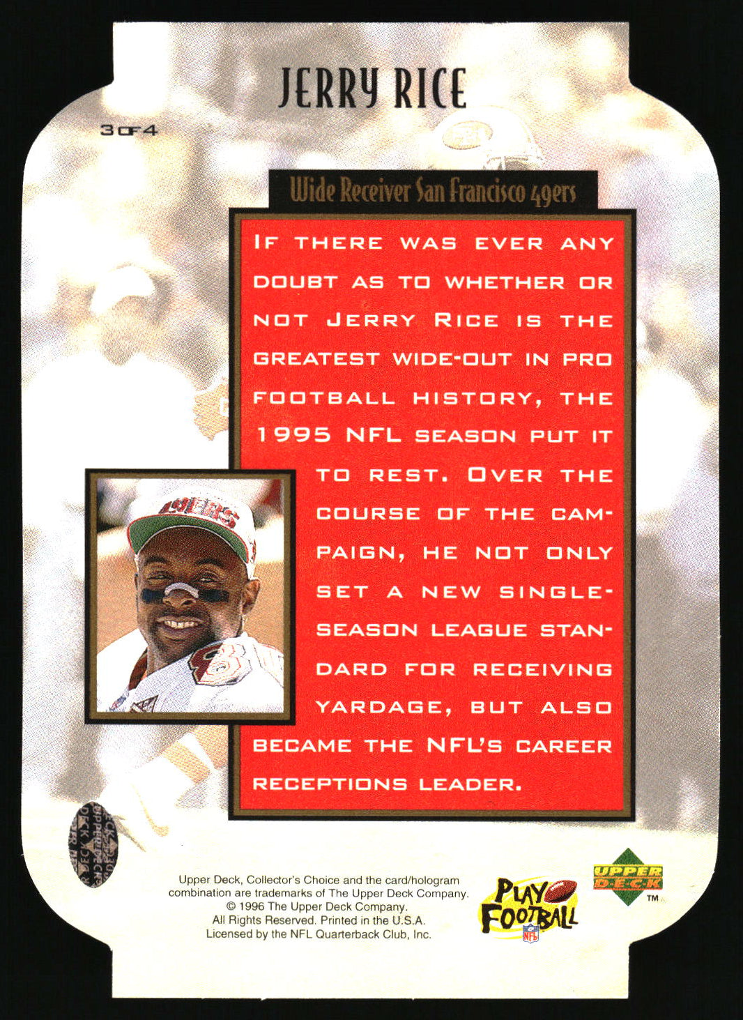 1996 Collector's Choice Update #3 Jerry Rice Record Breaking Trio