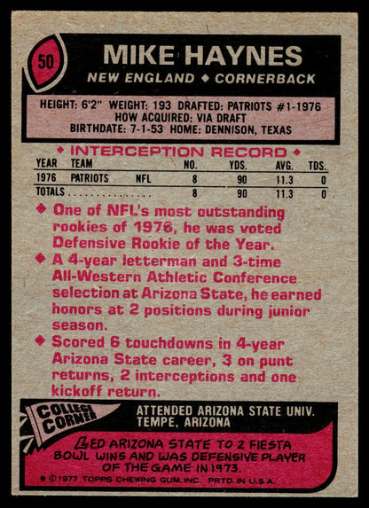 1977 Topps #50 Mike Haynes