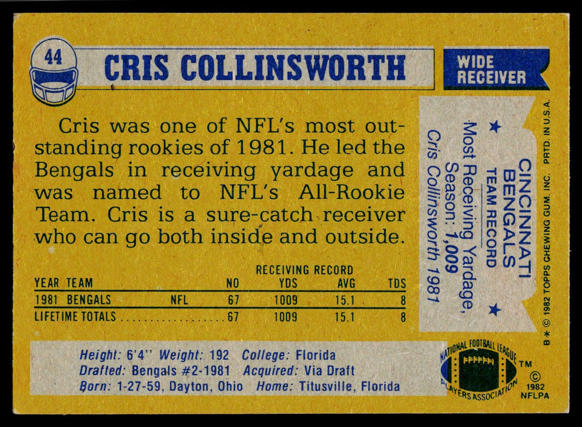 1982 Topps #44 Cris Collinsworth