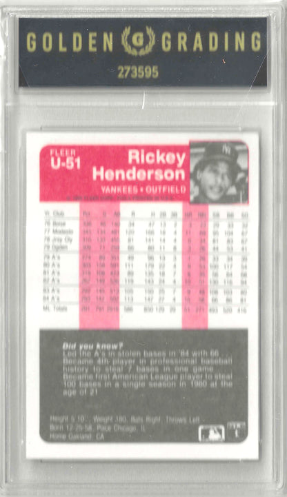 1985 Fleer Update #U-51 Rickey Henderson
