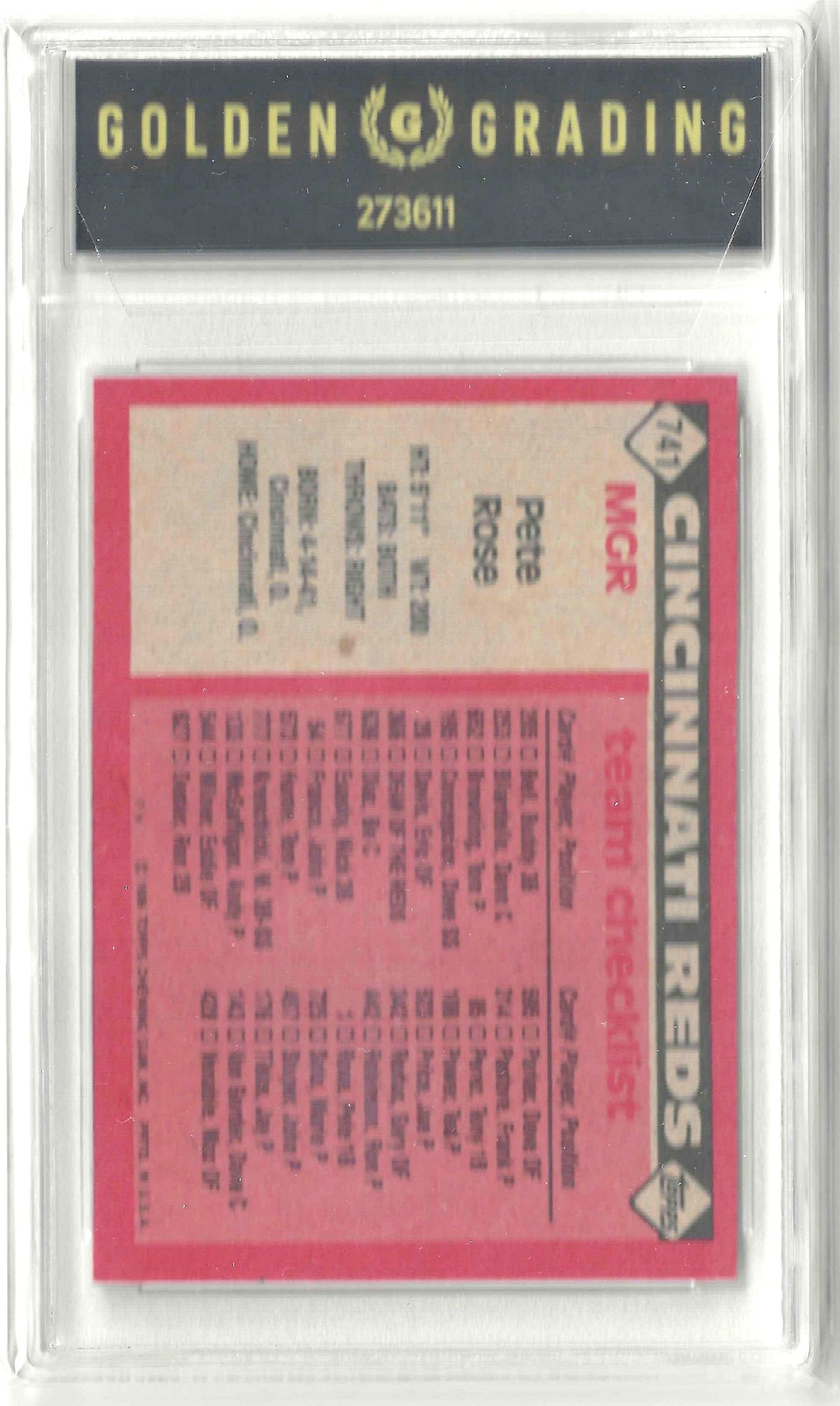 1986 Topps #741 Pete Rose Grade 7