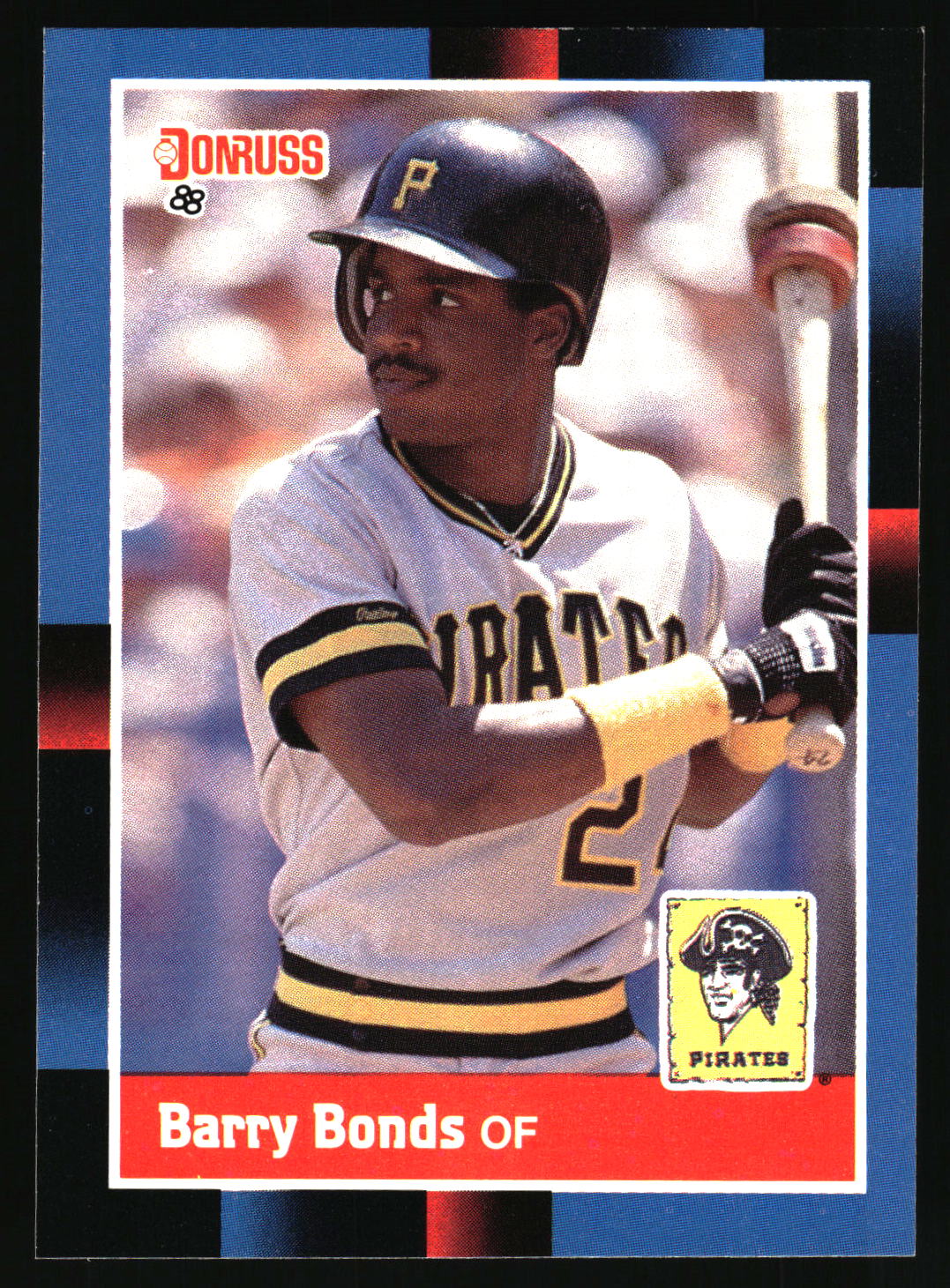 A vintage baseball trading card featuring Barry Bonds in a Pittsburgh Pirates uniform, with the Donruss logo at the top and a red nameplate at the bottom.