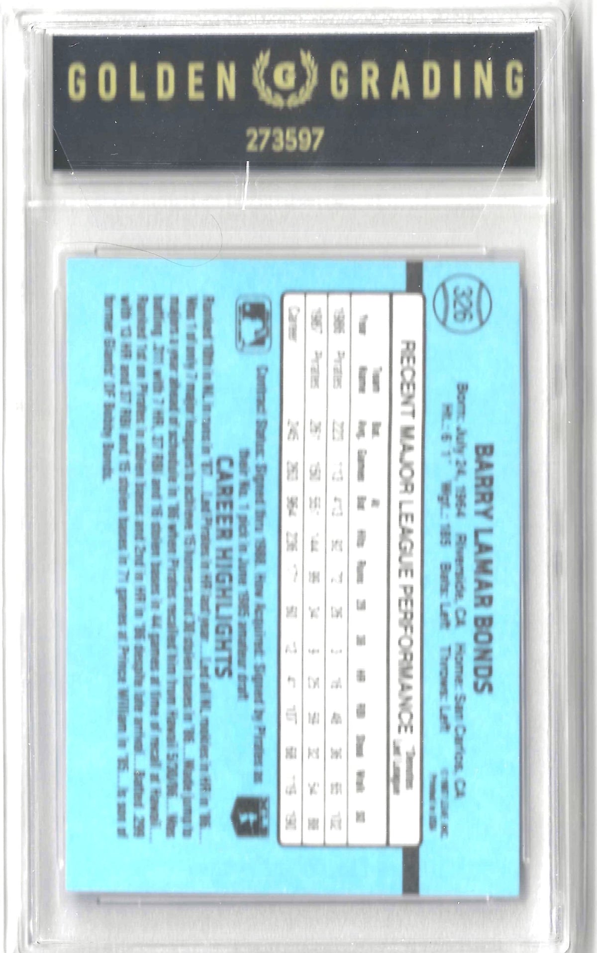 1988 Donruss #326 Barry Bonds Grade 7