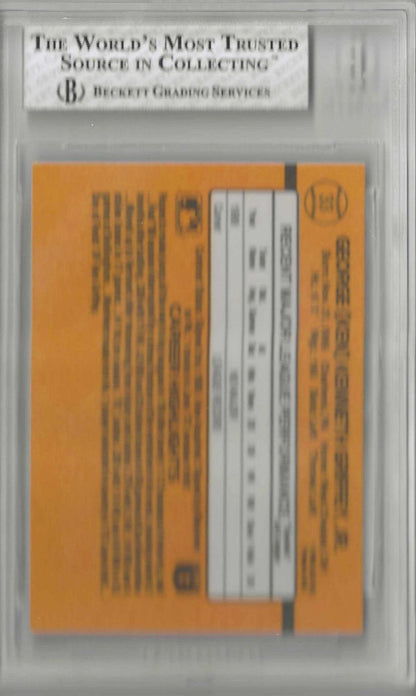 Back of trading card showing career information for George Ken Griffey Jr.