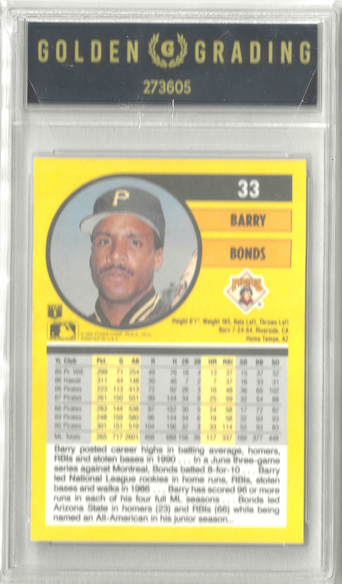 1991 Fleer #33b Barry Bonds