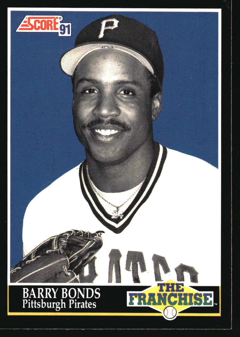 Vintage trading card featuring portrait of Barry Bonds with player name and team .