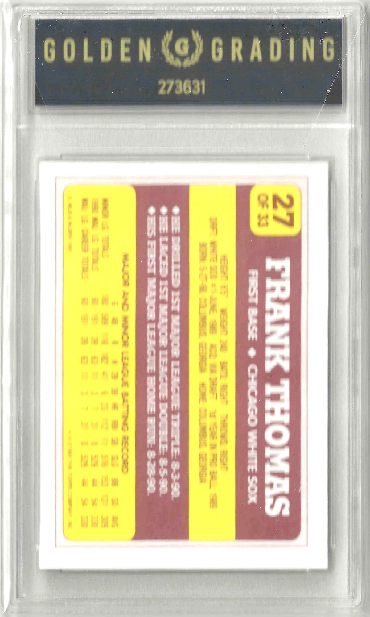 1991 Topps Toys "R" Us Rookies #27 Frank Thomas
