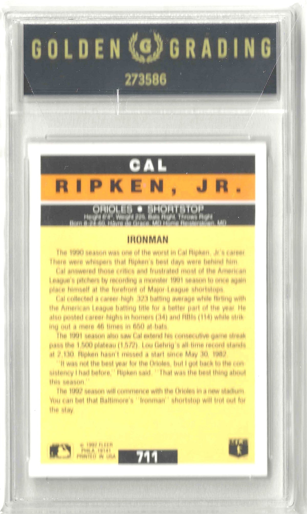 1992 Fleer #711 Cal Ripken, Jr.