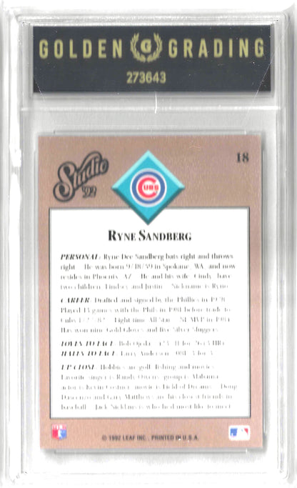 1992 Studio #18 Ryne Sandberg Studio Previews Grade 9